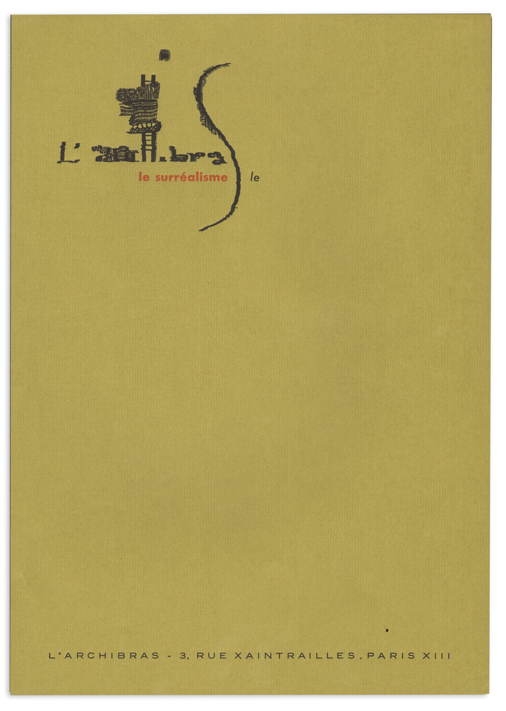 Sheet of Blank Letterhead from L'Archibras, Surrealist Periodical