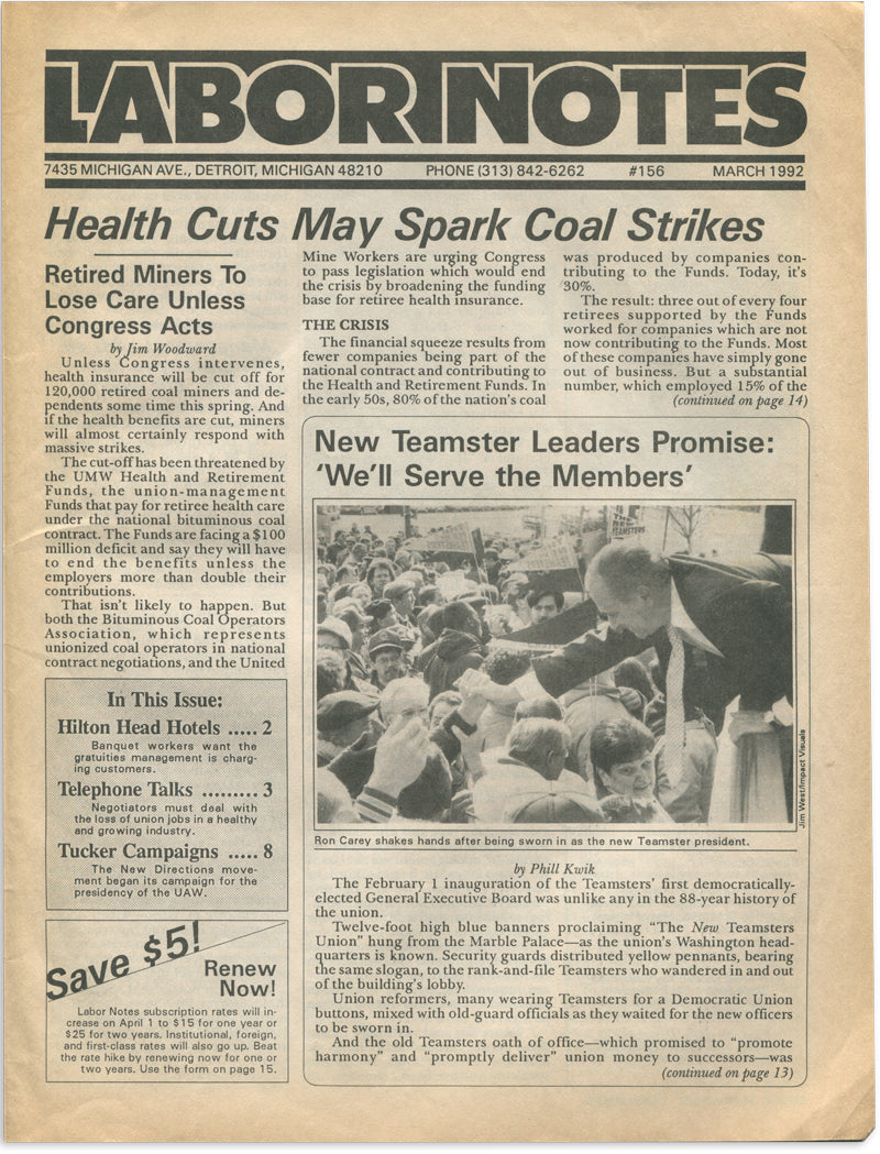 Labor Notes, 13 Issues, 1989–1992
