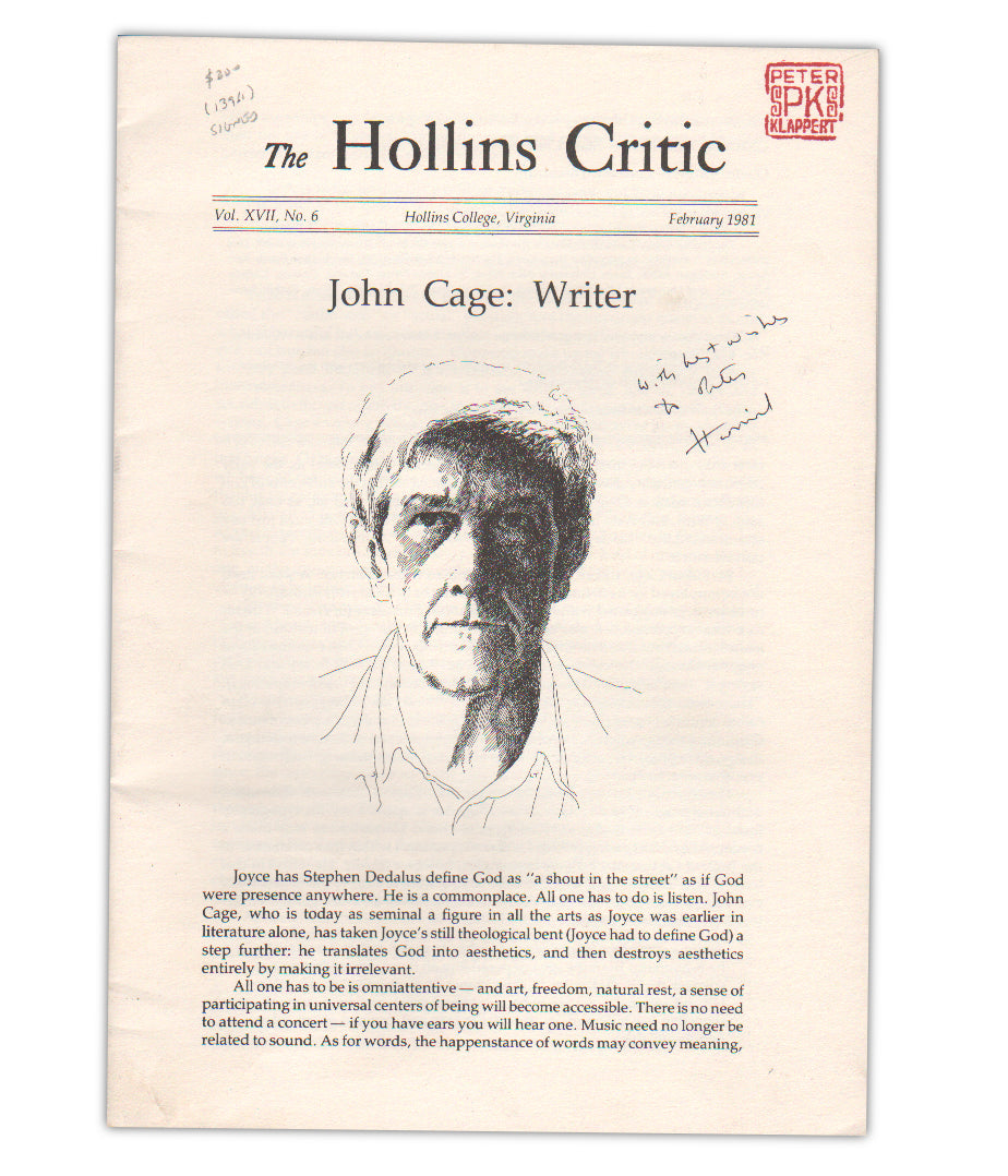 The Hollins Critic, John Cage: Writer