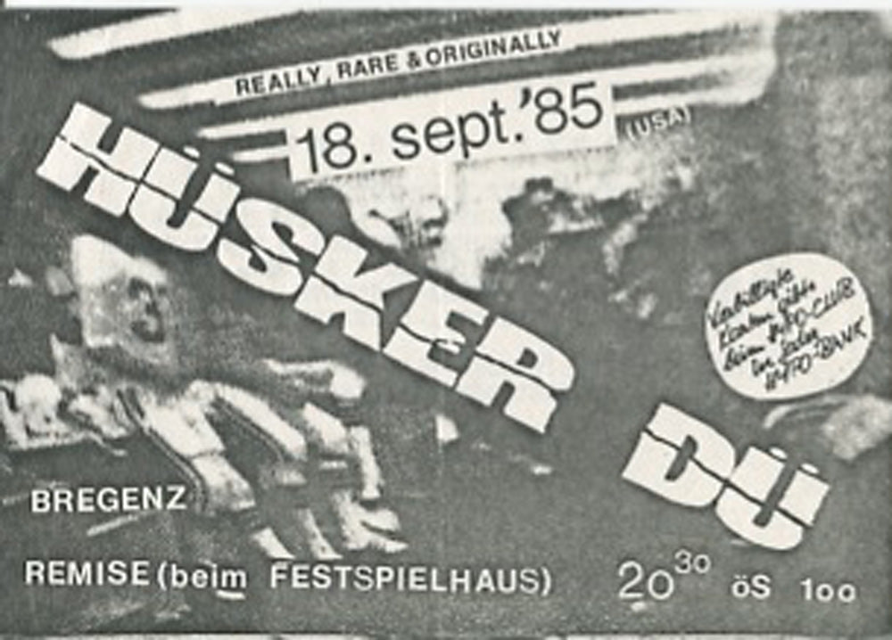 HÜSKER DU HANDBILL, BREGENZ, AUSTRIA, 1985